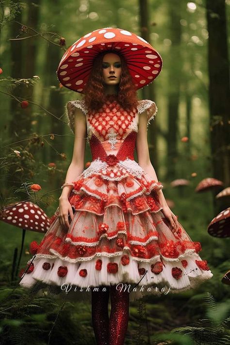 Mushroom Inspired Fashion, Mushroom Costume Women, Mushroom Druid, Mushroom Princess, Mushroom Outfit, Mushroom Dress, Mushroom Costume, Odd Fashion, Mardi Gras Costumes