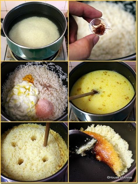 Making Persian Rice Rice In Oven, Iranian Rice, Kabab Koobideh, Reheat Rice, Rice In Rice Cooker, Persian Food Iranian Cuisine, How To Reheat Rice, Persian Rice, Iran Food