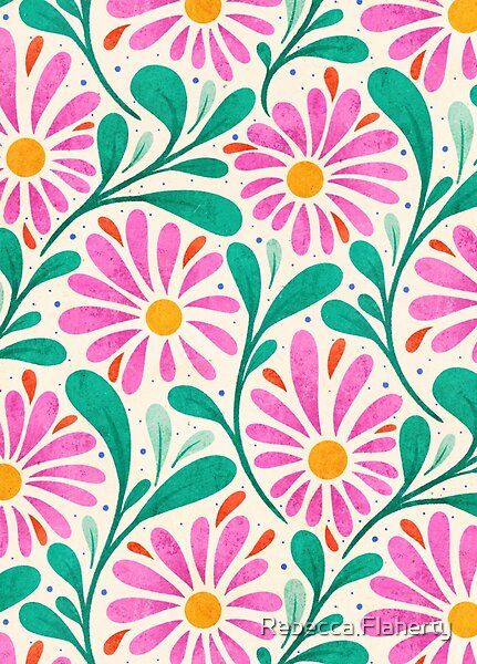 Colorful Floral Pattern, Modern Floral Illustration, Natural Motifs Drawing, Floral Print Patterns Vintage, Pattern Painting Ideas, Pretty Patterns To Draw, Aesthetic Design Patterns, Pattern Design Aesthetic, Flower Flat Design