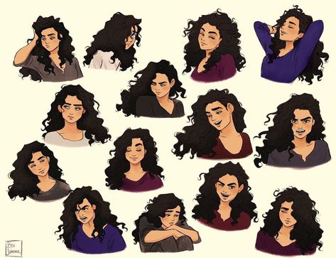 Bev Johnson Art, Hair Sketches, Bev Johnson, Hair References, Curly Hair Drawing, Hair Sketch, Drawing Expressions, Pinturas Disney, Clip Studio Paint