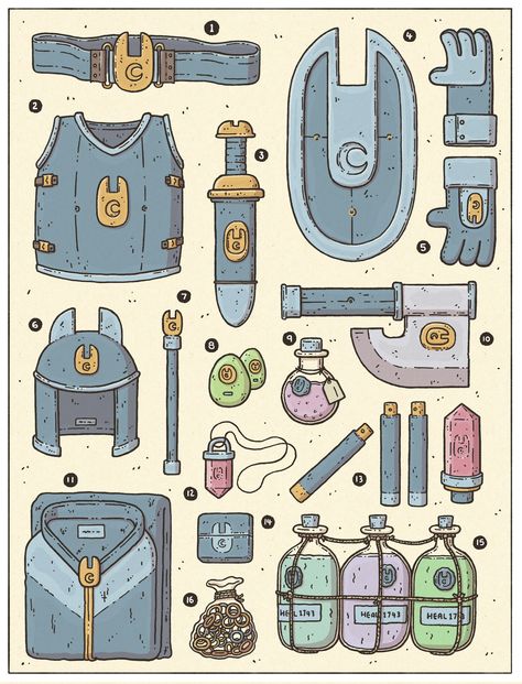 Magic Bag Concept Art, Dnd Backpack Inventory, Magic Props Concept Art, Dnd Equipment Art, Mundane Magic Items Dnd, Paint Games, Dm Screen, Dnd Crafts, Unicorn Drawing