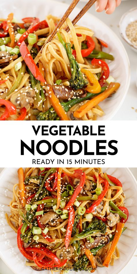 Fry Noodles Recipe, Vegetable Stir Fry Noodles, Veggie Stir Fry Recipes, Stir Fry Noodles Recipe, Fried Noodles Recipe, Vegetable Stir Fry Recipe, Rice Noodle Recipes, Fry Noodles, Vegetarian Stir Fry