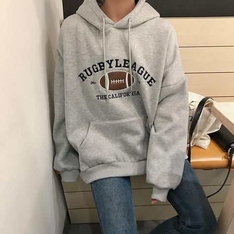 b29eed44276144e4e8103a661f9a78b7desc50882508ri Hoodie Korean Outfit, Rugby Outfit Women, Hoodie Korean, California Sweater, California Hoodie, Fleece Women, Straight Clothes, Hoodie Jumper, Rugby League