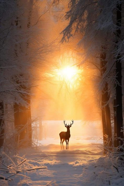 Winter Landscape Photography, Deer Photography, Snow Animals, Wild Animals Pictures, Landscape Photography Nature, Winter Painting, Winter Scenery, Foto Art, Winter Pictures