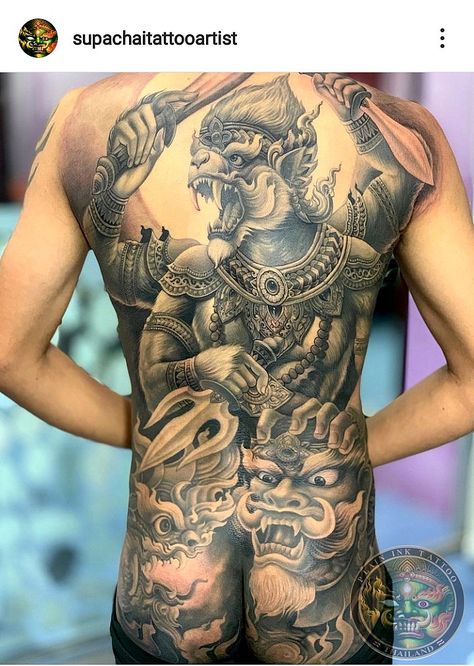 Neo Thai Tattoo, Full Back Tattoos, Thai Tattoo, 3d Art Drawing, Body Suit Tattoo, Back Tattoos, Body Tattoos, Back Tattoo, Body Suit