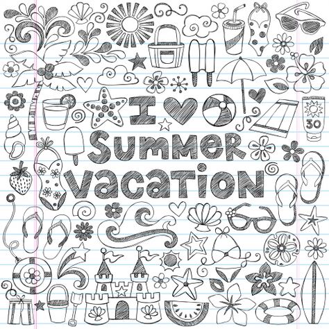 While away the long summer hours with this fun detailed coloring page! Improve concentration and focus skills while helping your child relax Summer Hours, Notebook Doodles, Sketch Note, Doodle Pages, I Love Summer, Detailed Coloring Pages, Hand Drawn Lettering, Improve Concentration, Sketch Notes