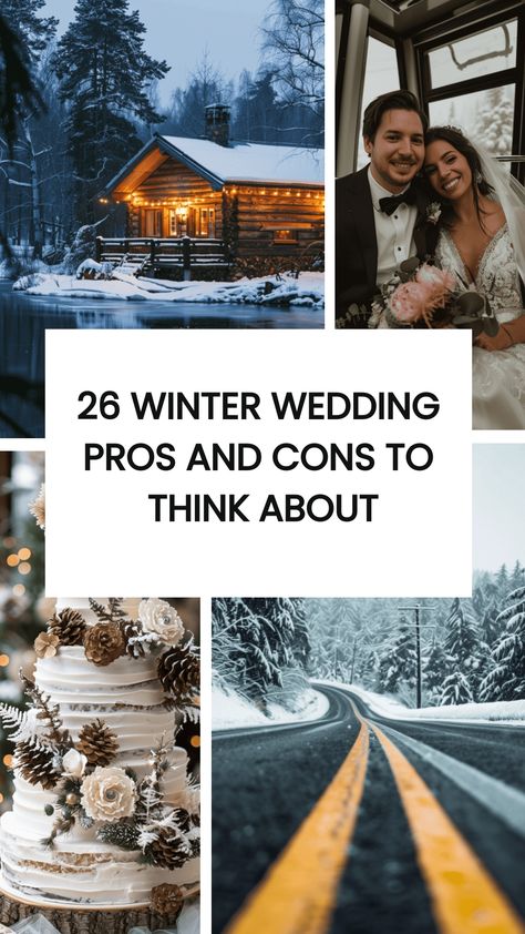 Winter weddings can be incredibly magical and romantic. The season offers unique opportunities for stunning backdrops, cozy settings, and creative themes that are hard to replicate at any other time of the year. But there are also cons to winter weddings! Here are 26 Winter Wedding Pros And Cons To Think About. Washington Winter Wedding, Winter Backyard Wedding, Christmas Elopement, Winter Wedding Reception Ideas, Eloping Ideas, Forest Wedding Decorations, Cozy Winter Wedding, Winter Wedding Destinations, Winter Mountain Wedding