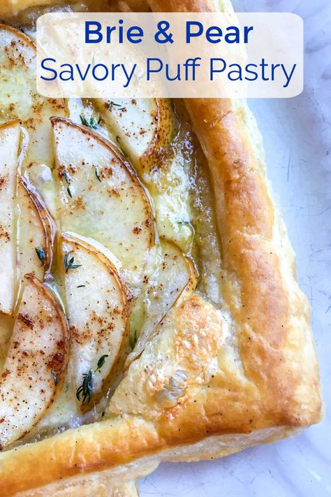 Buttery Desserts, Brie And Pear, Baked Brie Puff Pastry, Brie Tart, Puff Pastry Recipes Savory, Savory Puff Pastry, Brie Puff Pastry, Puff Pastry Desserts, Puff Pastry Tart