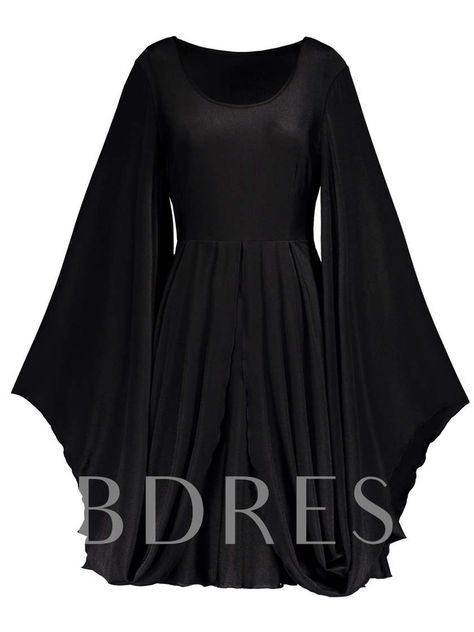 Batwing Dress, Vestidos Vintage, Gothic Outfits, Bell Sleeve Dress, Gothic Fashion, Alternative Fashion, Biker Jacket, A Black, A Line Dress