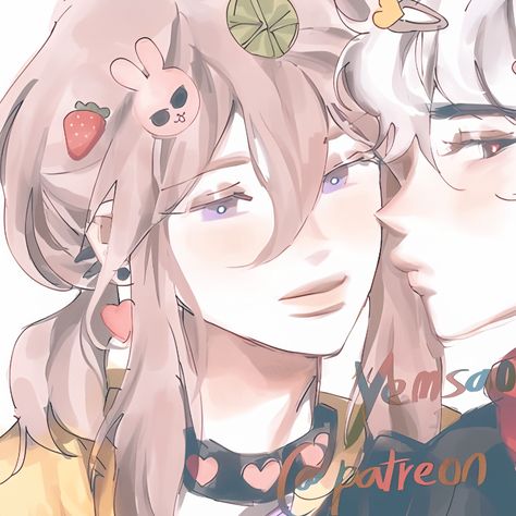 cr: @yemsao on patreon!! #cherrycrush #cherie #crush #matching #icon #couple #pfp Cherry Crush Christmas, Cherie Crush Icons Matching Icon, Cherry Crush Header, Matching Pfp Friends Cute, Matching Winter Pfp, Orv Matching Icons, Cherry And Crush, Cute Boy Pfp, Cherie Pfp