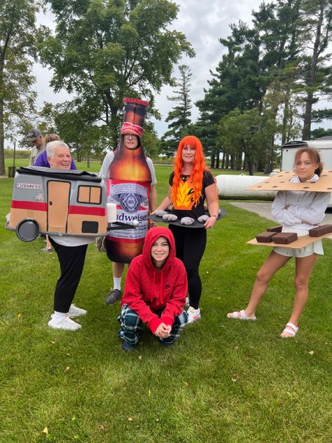 Dress Like A Camper Day At School, Camping Costumes Ideas, Camper Costume Ideas, Camper Halloween Costume, Halloween At The Campground, Camping Halloween Costumes, Happy Camper Costume, Camper Costume, Camping Costume