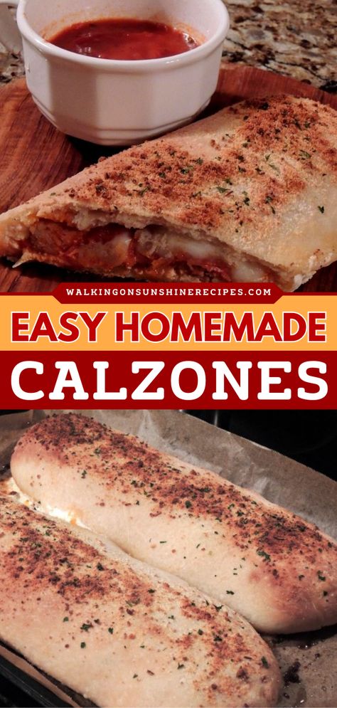 Make these Homemade Calzones for an easy weeknight dinner idea! It starts with homemade pizza dough filled with classic toppings. It's one easy dinner recipe for the family! Calzone Recipe With Store Bought Pizza Dough, How To Make Calzones At Home, Easy Calzones With Pizza Dough, Chef Boyardee Pizza Sauce Recipe, Calzone Filling Ideas, Calzones With Pizza Dough, How To Make Calzones, Hawaii Pizza, Easy Calzones