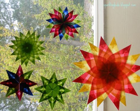 Window Stars, Orange Window, Star Suncatcher, Solstice Celebration, Waldorf Crafts, Star Lanterns, Flashback Friday, Star Diy, Paper Stars