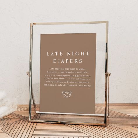 MIA Boho Earth Tone Late Night Diapers Baby Shower Poster - Baby Shower Gifts Earth Tone Baby Shower Ideas, Baby Event, Baby Shower Supplies, Baby Shower Diapers, Baby Shower Cards, Activity Games, Wedding Pinterest, Words Of Encouragement, Shower Gifts