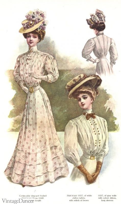 1900s Dresses - Day, Afternoon, Party Styles History Edwardian Day Dress, Edwardian Era Dress, 1900s Dress, Dress 1900, Afternoon Party, Edwardian Era Fashion, Edwardian Gowns, Vintage Prairie Dress, 1900 Fashion