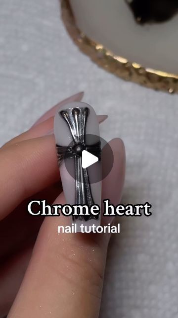 VANCOUVER NAILS💅 SONJA on Instagram: "Chrome heart nail tutorial inspired by @amys.clients and design by @thenailpathway #nails #nailtutorial #reel #nailtech #nailhack #chromenails #vancouver #trend #gelx #nailart #nailinspo #acrylicnails" Chrome Hearts Nails Designs, Chrome Heart Nails Designs, Nails Chrome Heart, Chrome Nails Tutorial, Heart Nails Tutorial, Chrome Heart Nails, Chrome Hearts Nails, Short Natural Nails, Butterfly Nail Designs