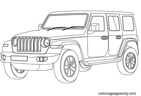 Jeep Drawing, Bobbie Goods Coloring Pages, Bobbie Goods Coloring, Jeep Art, Car Coloring Pages, Vinyl Projects Silhouette, Cityscape Drawing, Jeep Car, Bobbie Goods