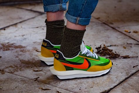 sacai x Nike: Here's The Best Street Styles Nike Air Jordans Outfit, Fake Shoes, Nike Sneakers Outfit, Nike Runners, Nike Sacai, Shoes Sneakers Jordans, Nike Waffle, Shoes Sneakers Nike, Nike Air Zoom Pegasus