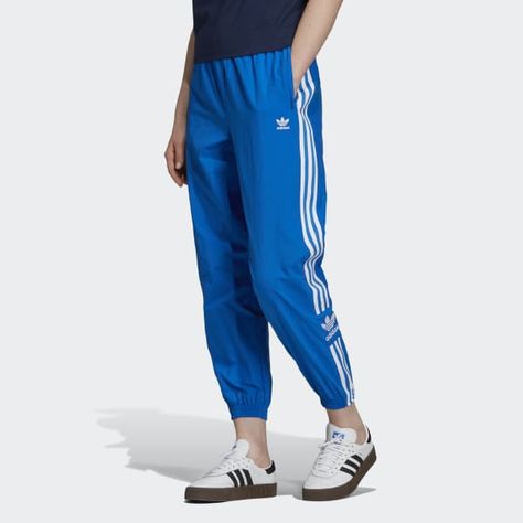 adidas Track Pants - Blue | adidas US Tricot Fabric, Adidas Track Pants, Casual Bottoms, Adidas Crop, 1990s Fashion, Lock Up, Loose Tees, Adidas Track, Streetwear Fashion Women