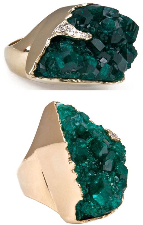 Kara Ross Jewelry, Chrome Diopside Ring, Tiffany Green, Raw Stone Jewelry, Fantasy Style, Raw Gemstone Jewelry, All That Glitters Is Gold, Jewellery Ring, Green Chrome