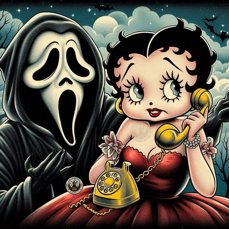 A Betty Boop Halloween 👠🎃 Zombie Betty Boop, Betty Boop Ghost And Clown, Spooky Betty Boop, Betty Boop With Dog, Betty Boop Halloween, Betty Boop Music, Betty Boop Classic, Betty Boop Art, Cool Halloween Costumes