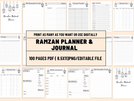 Ramadan Planer, Ramadan Goals, Spiritual Planner, Planner Ramadan, Ramadan Journal, Eid Activities, Ramadan Planner, Planner Pdf, Journal Digital