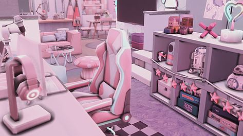 gamer girl apartment | Patreon Sims 4 Gamer Apartment, Sims 4 Pink Apartment, Sims 4 Cc Gamer Setup, Sims 4 Gamer Room, Sims 4 Gamer Girl Cc, Gamer Girl Outfit, Sims Room, Pink Apartment, Female Sims