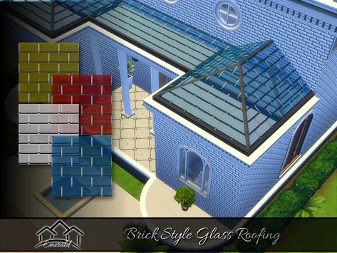 The Sims Cc, Glass Roofing, Stucco Walls, Glass Brick, Tinted Glass, Minecraft Ideas, Glass Roof, Brick Design, Sims Community