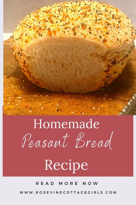 For this peasant bread recipe we are going to use what you most likely have right in your kitchen. You don't even need a loaf pan for this recipe. This artisan bread has a crust that is like sourdough bread with a crunch to it but a soft crumb. Peasant Bread Recipe, Peasant Bread, Everything Bagel, Bread Recipes Homemade, Loaf Pan, Instant Yeast, Artisan Bread, Bread Rolls, Seasoning Mixes