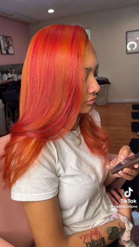 Color For Black Hair, Hairstyles For Thinning Hair, Pink And Orange Hair, Two Color Hair, Hair Orange, Color Wigs, Peekaboo Hair, Hair Color Unique, Hairstyle Tutorials