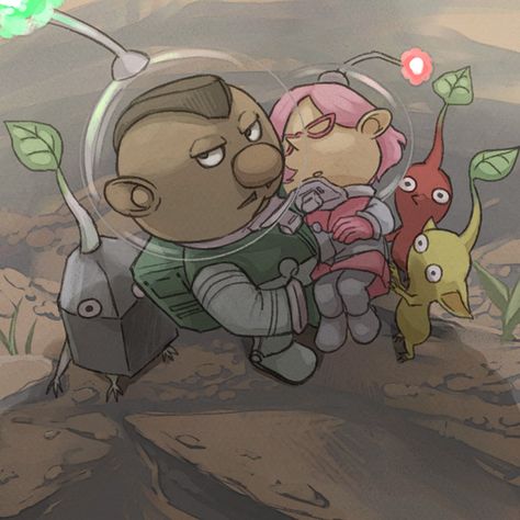 Charlie & Brittany || pixiv なる - WishField || Pikmin 3 Alph Pikmin, Brittany Pikmin, Pikmin Characters, Pikmin Fanart, Kirby Art, Pink Men, Anime Dragon Ball Super, Anime Dragon Ball, Dragon Ball Super