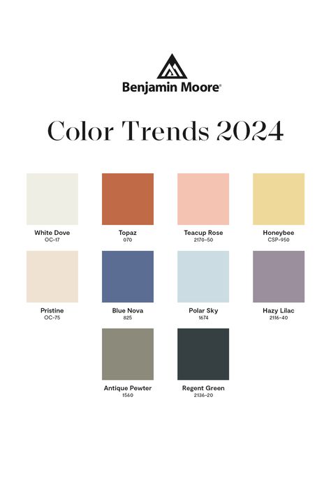 Color Trends 2024, 2024 Color, Pola Bordir, Color Trends Fashion, Benjamin Moore Colors, Color Palette Design, Hus Inspiration, Paint Colors For Home, Trends 2024