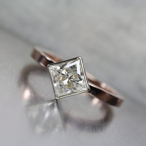 Modern Kite Set Princess Cut Moissanite by NangijalaJewelry Princess Cut Moissanite, Floral Engagement Ring, Diamond Cluster Engagement Ring, Moonstone Engagement, Princess Cut Engagement Rings, Moonstone Engagement Ring, Engagement Ring White Gold, Rose Engagement Ring, Rose Yellow