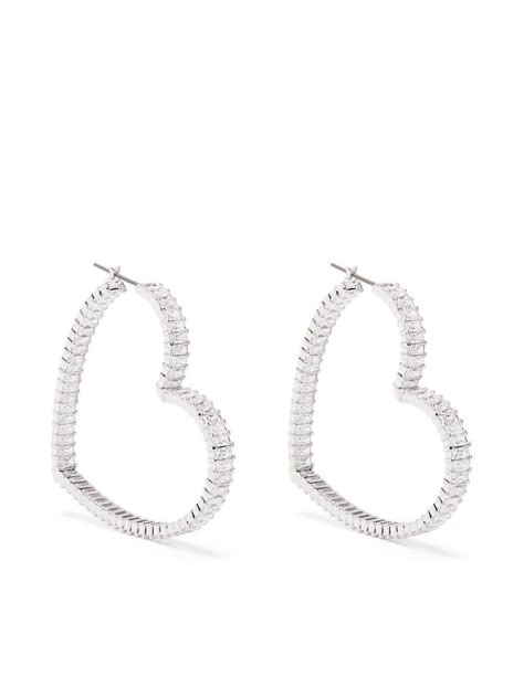 silver-tone Swarovski crystal embellishment heart cut medium hoop design These earrings come as a pair. Swarovski Jewelry Earrings, Heart Hoop Earrings, Hoop Design, Demi Fine Jewelry, Crystal Embellishment, Fine Earrings, Watches Jewelry, Silver Hoop Earrings, Earrings Silver