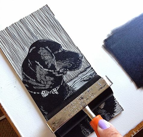 Linocut Tutorial, Relief Printmaking, Lab Dog, Linocut Printmaking, Lino Art, Hand Carved Stamps, Relief Printing, 강아지 그림, Linocut Art