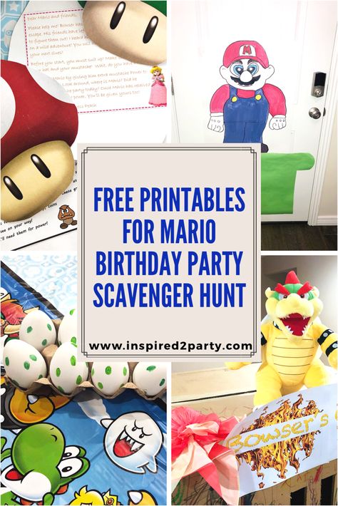 Super Mario Party-Part 2 with free printables — Inspired2Party Super Mario Free, Mario Party Games, Mario Brothers Birthday Party, Mario Kart Party, Mario Bros Birthday Party Ideas, Nintendo Party, Super Mario Bros Birthday Party, Super Mario Bros Party, Super Mario Games