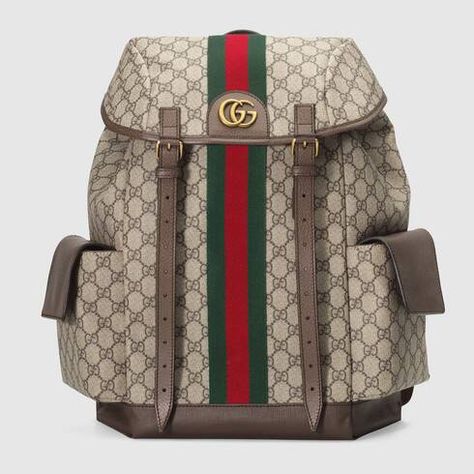 GG Supreme Ophidia Medium Backpack With Straps | GUCCI® US Mochila Louis Vuitton, Mens Designer Backpacks, Gucci Store, Hiking Pack, Flap Backpack, Gucci Ophidia, Medium Backpack, Gucci Tote, Charles Eames