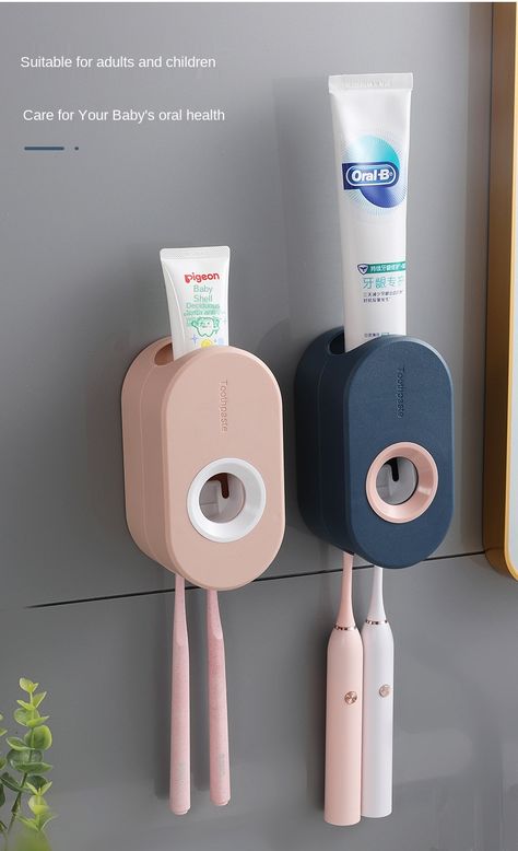 Adhesive Automatic Toothpaste Squeezer Set, Wall mounted Toothpaste Holder, Toothbrush Rack, Wall Suction Toothpaste Squeezer|Toothbrush & Toothpaste Holders| - AliExpress Tooth Brush And Paste Holder Ideas, Mouthwash Dispenser, Moving Ideas, Toothbrush And Toothpaste Holder, Toothpaste Squeezer, Toothpaste Holder, House Items, Hair Dryer Holder, Toothbrush Toothpaste