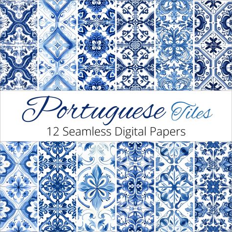 Packaging Art Prints, Portugal Tiles, Blue Tile Patterns, Decor Packaging, Pattern Design Drawing, Portuguese Tile, Portuguese Tiles, Paper Patterns, Etsy Art Prints