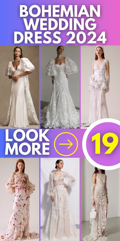 Romantic Lace Long Sleeve Bohemian Wedding Dress 2024: This romantic bohemian wedding dress for 2024 features elegant lace long sleeves. The backless design adds a sensual touch, making it a stunning choice for a heartfelt ceremony. Its soft, flowy fabric and delicate lace work together to create a dreamy, whimsical bridal look. Wedding Dresses Vintage Lace, Long Sleeve Bohemian Wedding Dress, Romantic Bohemian Wedding, Long Sleeve Lace Gown, Wedding Dress 2024, Simple White Dress, Lace Wedding Dress Vintage, Flowy Fabric, Long Sleeve Gown