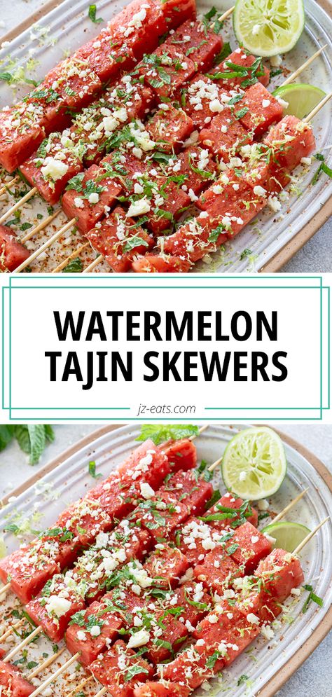 Watermelon Tajin Skewers Florida Watermelon Elote, Watermelon Bites Appetizers, Watermelon Appetizers For Party, Summer Skewer Recipes, Veggies With Tajin, Watermelon With Tajin And Chamoy, Melon Skewers Appetizers, Watermelon Recipes Appetizers, Watermelon Skewers Appetizers