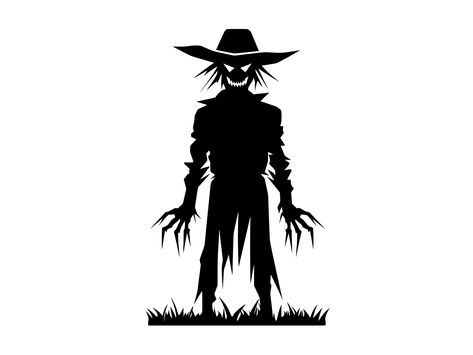 Silhouette Art Stencils, Scary Scarecrow, Man Silhouette, Crop Field, Halloween Silhouettes, Silhouette Clip Art, Felt Halloween, Halloween Pumpkins Carvings, Poster Banner