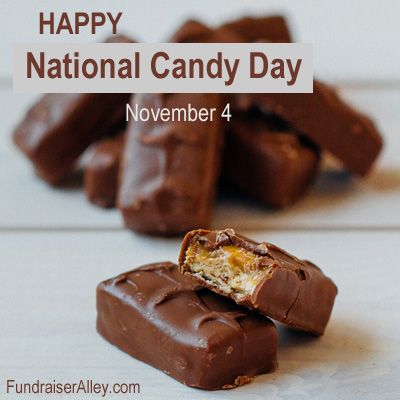 Happy National Candy Day (November 4) from FundraisierAlley.com. Today is a great day to promote your candy fundraiser. Candy bars and lollipops are great ideas for Candy Day sales. #nationalcandyday National Celebration Days, National Candy Day, Today Is A Great Day, Posting Ideas, Popular Candy, Types Of Candy, Soft Caramel, National Days, Celebration Day