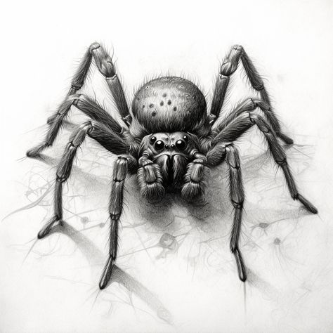 Big Spider Drawing, Tarantula Sketch, Realistic Spider Tattoo, Spider Tattoo Design, Spider Drawing, Spider Tattoo, Spider Art, Detailed Tattoo, Monthly Plan