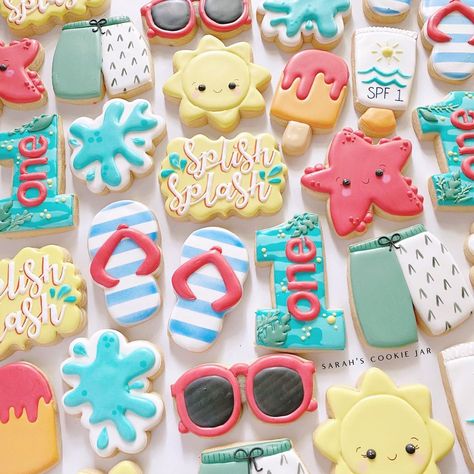 Splash First Birthday Party, Splish Splash 1st Birthday Bash, Splashing Into One Birthday, One Big Splash Birthday, Toddler Splash Party, Summer Bash Party Ideas Kids, Splash Splash Birthday Bash, Pool Party 3rd Birthday, Last Splash Cookies