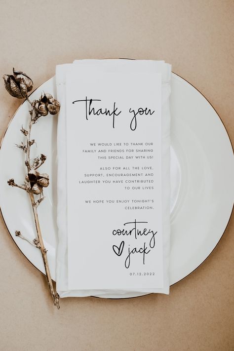 Engagement Party Thank You Cards Wording, Wedding Gift Thank You, Thank You Table Decorations, Table Card Wedding, Name Table Wedding, Modern Wedding Reception Decor, Name Cards Wedding Table, Wedding Table Ideas Receptions, Wedding Card Table Ideas