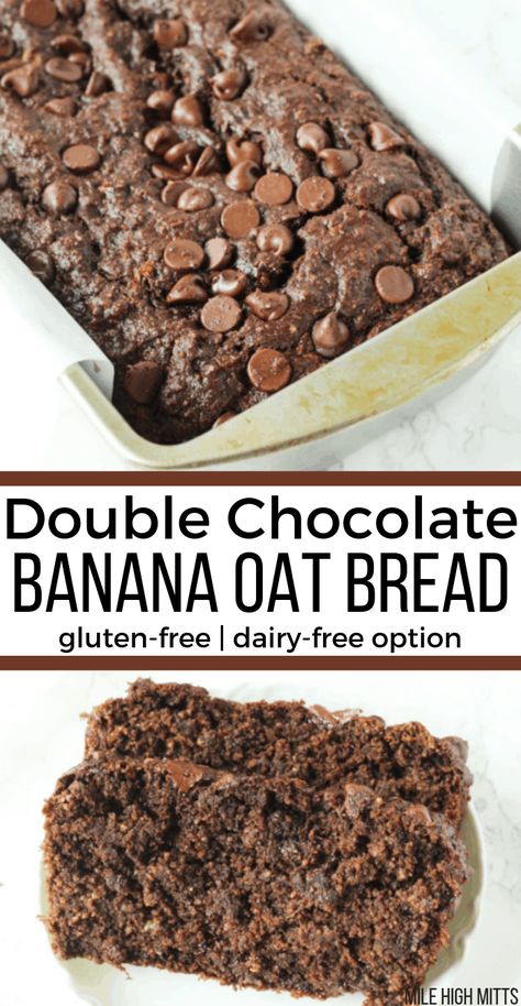 Oat Flour Banana Bread, Banana Oat Bread, Bread For Breakfast, Gluten Free Chocolate Recipes, Oat Bread, Flours Banana Bread, Banana Oat, Chocolate Oats, Oat Cakes