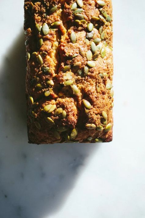 Olive Oil Pumpkin Bread - Not Without Salt Olive Oil Dip For Bread, Olive Oil Bread, Quick Baking, Afternoon Tea Recipes, Raw Pumpkin Seeds, Brunch Bread, Olive Oil Cake, Pumpkin Bread Recipe, Best Pumpkin