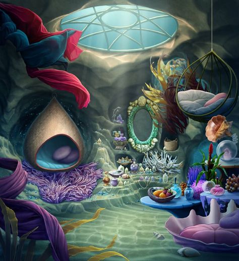 Mermaid Room by tamiart on DeviantArt Mermaid Room Decor, Mermaid Bedroom, Mermaid Room, Fantasy Rooms, Fantasy Decor, Sugar Candy, Mermaid Dreams, Mermaid Decor, Disney Fairies