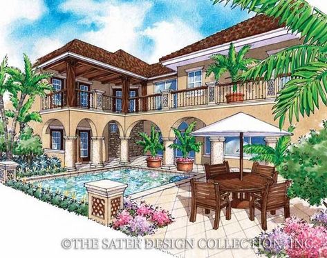 Spanish Style Homes Plans Courtyards, Spanish Resort, Spanish Gardens, Mediterranean Floor Plans, Courtyard Homes, Tuscan Architecture, Magic Board, Spanish Mission, Family Compound